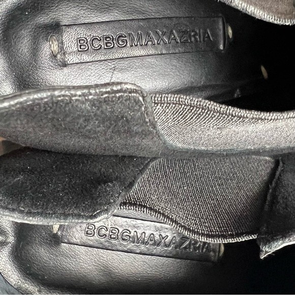 BCBGMAXAZRIA Black Suede Wedge Heeled Slip On Ankle Boots Booties Women's 9.5 - Picture 13 of 16